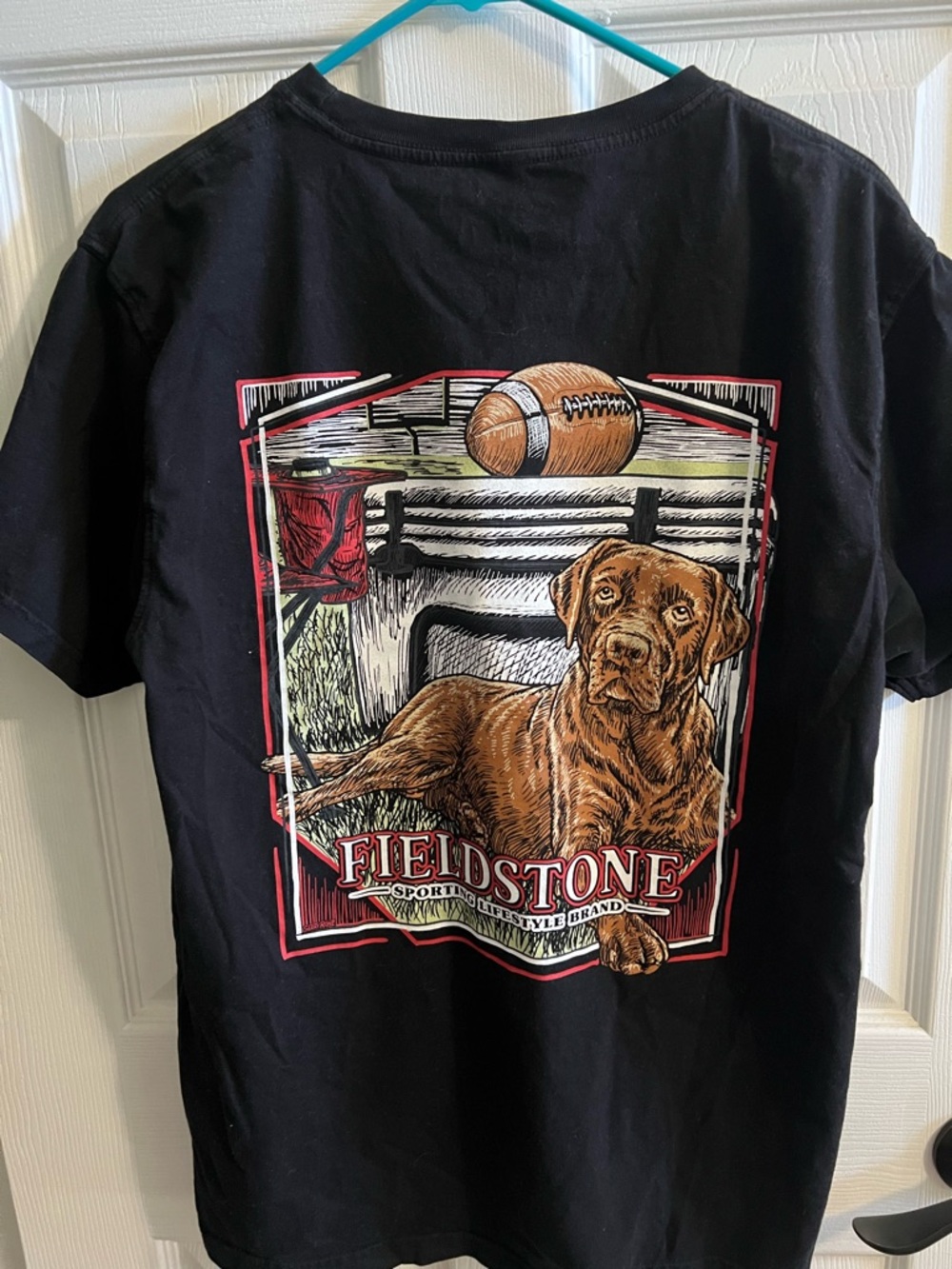 Fieldstone Black Graphic Dog & Football Tee